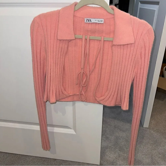 Zara Pink Fuzzy Wrap Knit Sweater - Picture 5 of 11